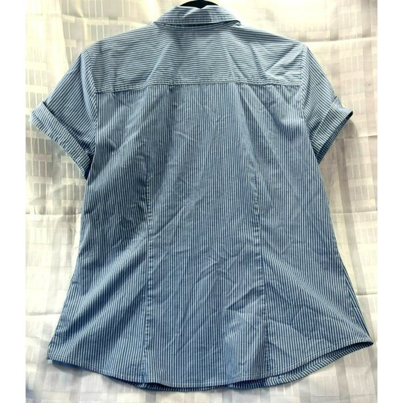 LIZ CLAIBORNE, Women SHIRT, BUTTON DOWN, SHORT sleeve, COLOR BLUE, SIZE S - Picture 8 of 9